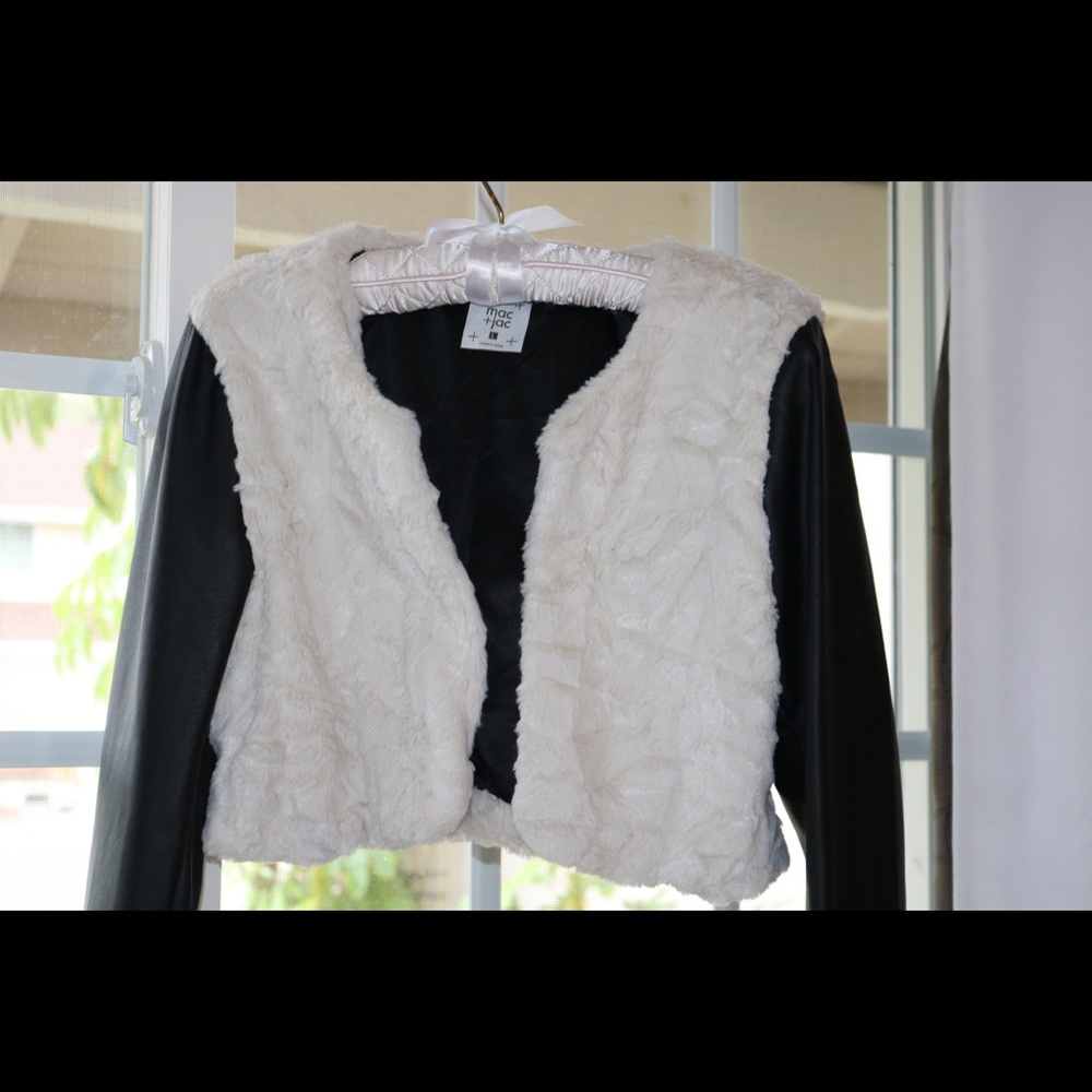 MAC + JAC  Cropped Vegan Leather Fur Jacket